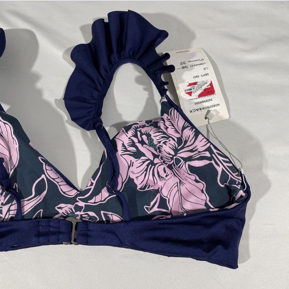 NWT Maaji [ Large ] Blue Depth Halles‎ Ruffle Lace-Up Reversible Bikini Top - Picture 9 of 11